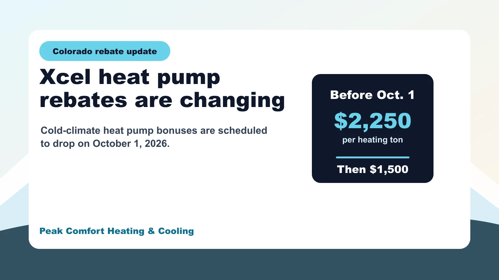 Xcel Cold-Climate Heat Pump Rebates Drop October 1: What Colorado Homeowners Should Know
